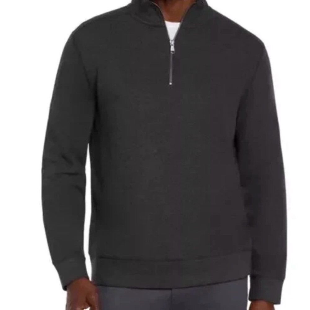 Men's Banana Republic Charcoal Gray 100% Cotton Quarter -Zip Sweater small NWT